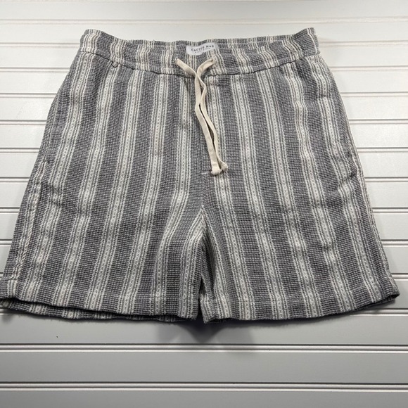 Cactus Man Other - Cactus Man Ricky Singh Textured Drawstring Shorts Mens L Gray Cream Striped